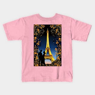 Eiffel tower lovers aesthetic art Kids T-Shirt